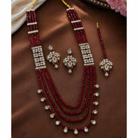 Lucentarts  Jewellery Gold Plated Crystal Stone And Beads  Necklace Set