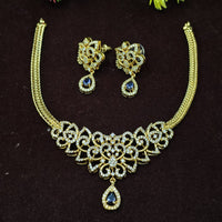 Lucentarts Jewellery Gold Plated American Diamond Necklace Set