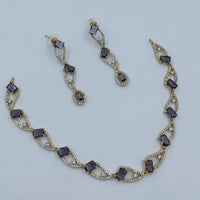 Lucentarts Jewellery Gold Plated American Diamond Necklace Set