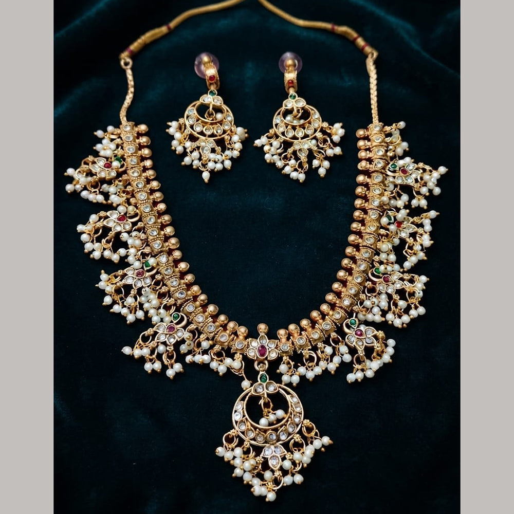 Lucentarts Jewellery Elegant Pota Stone And Pearl Necklace Set