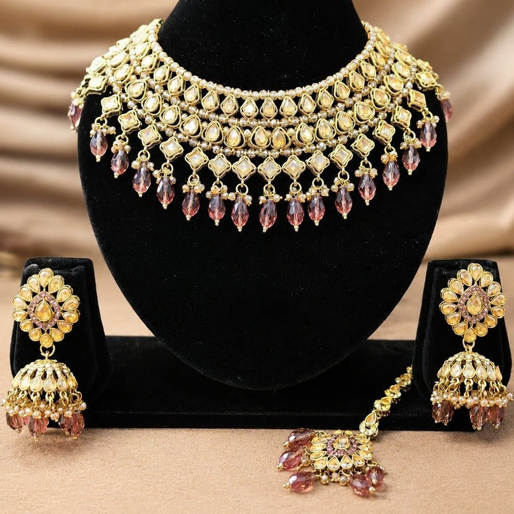 Lucentarts Jewellery Classic Crystal Stone And Beads Choker Necklace Set