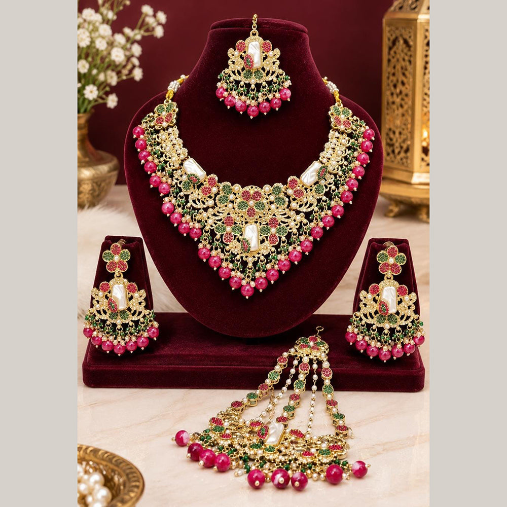Lucentarts Jewellery Premium Austrain Stone And Beads Necklace Set for Women