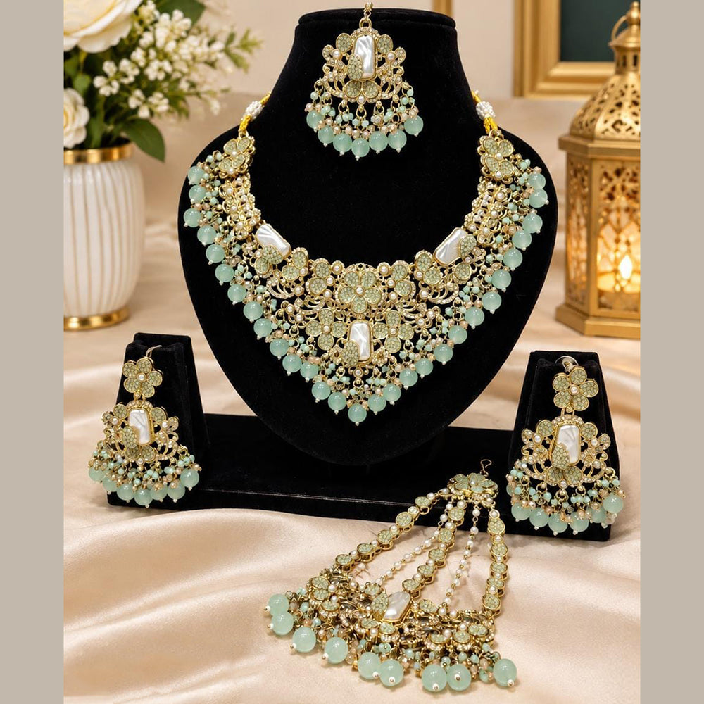 Lucentarts Jewellery Premium Austrain Stone And Beads Necklace Set for Women