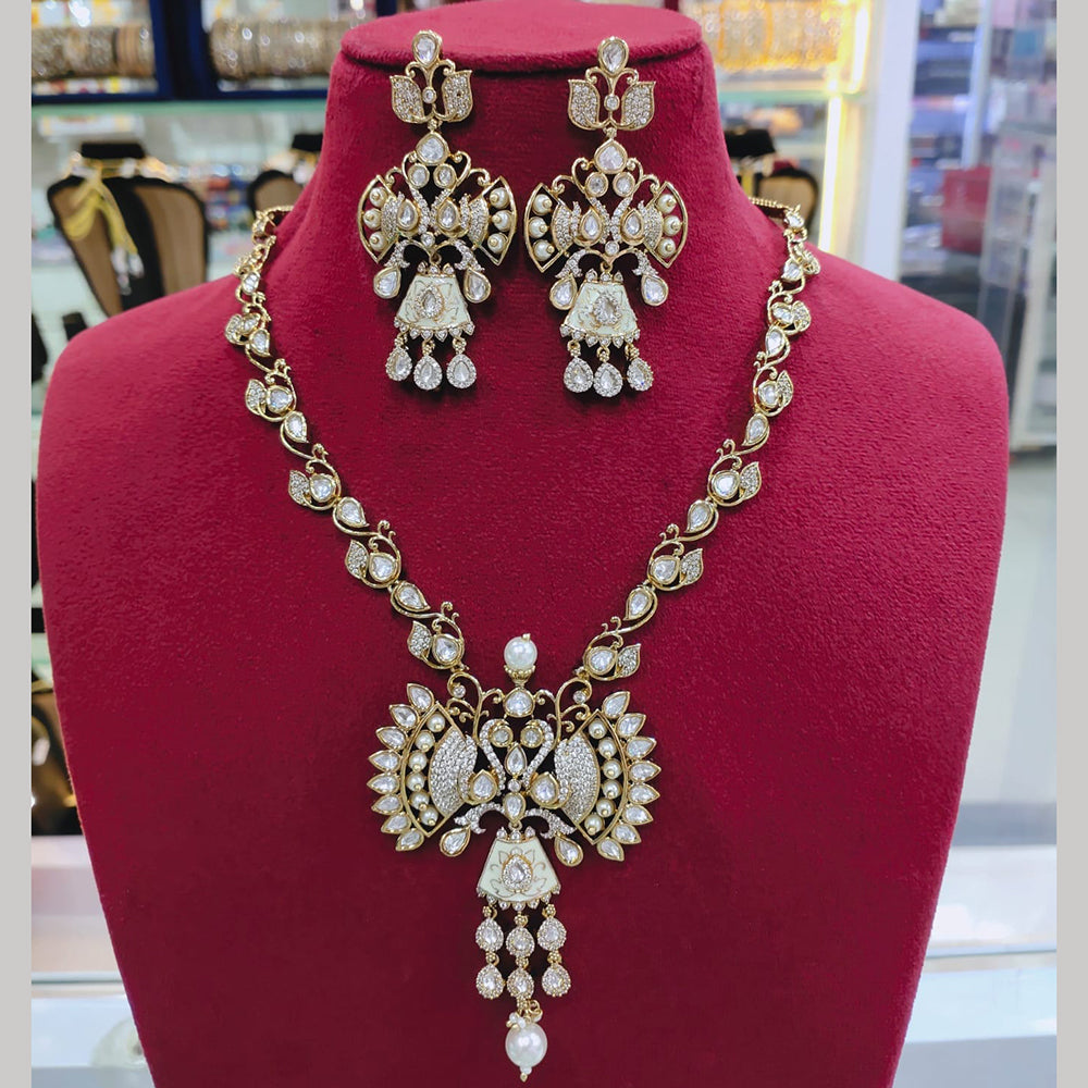 Lucentarts Jewellery Graceful Polki Kundan Stone Necklace Set