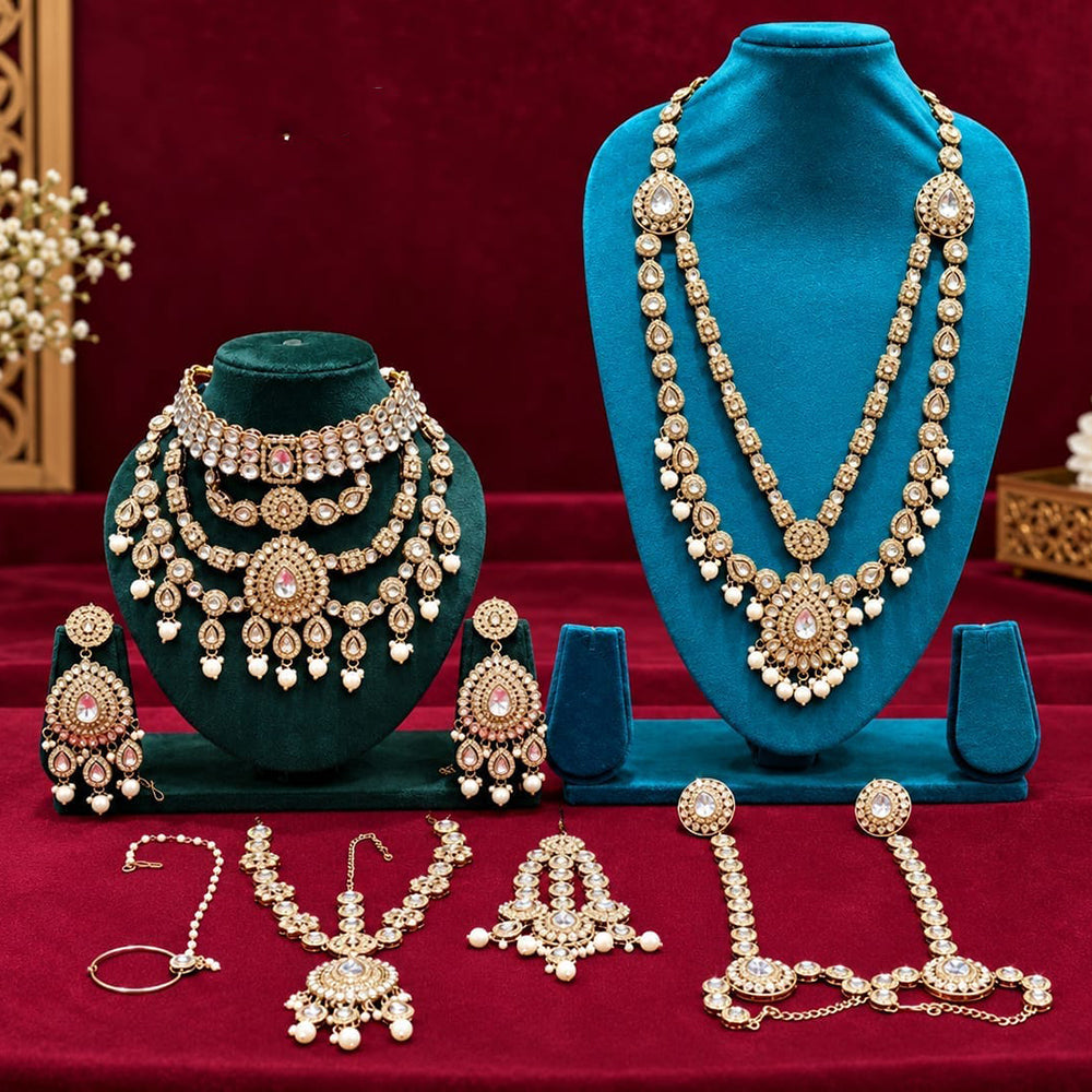 Lucentarts Jewellery Grand Kundan Stone Bridal Jewellery Set