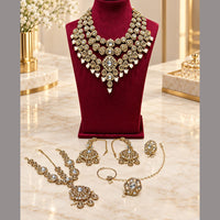 Lucentarts Jewellery Statement Kundan Stone And Beads Semi Bridal Necklace Set