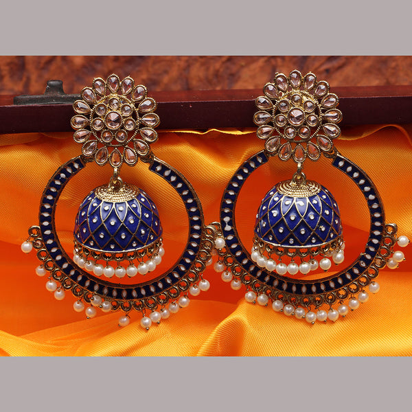 Darshana Jewels Crystal And Meenakari Jhumki Earrings