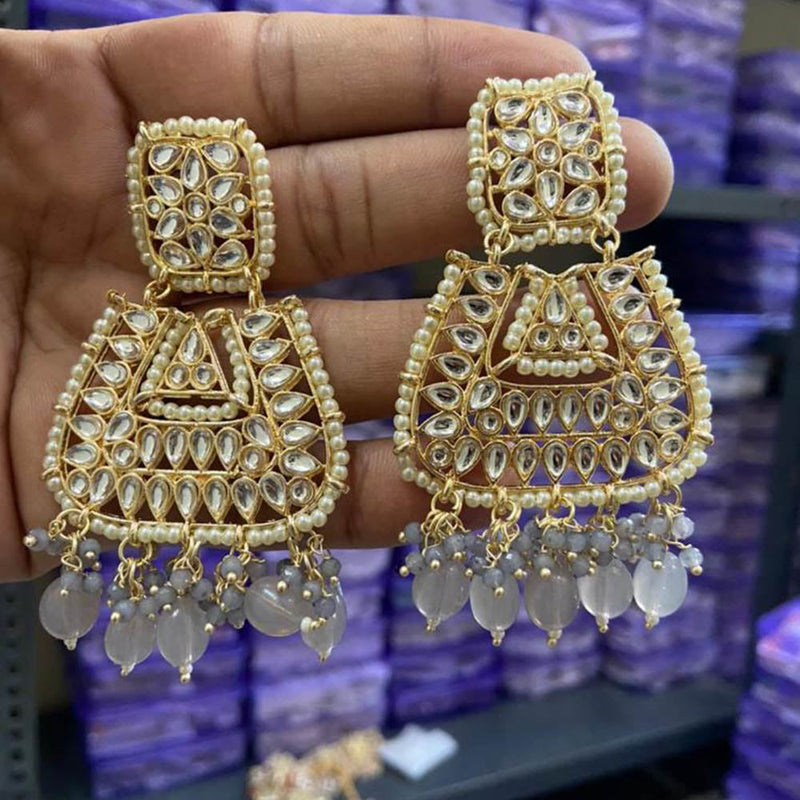 Darshana Jewels Gold Plated Kundan Stone And Pearls Dangler Earrings