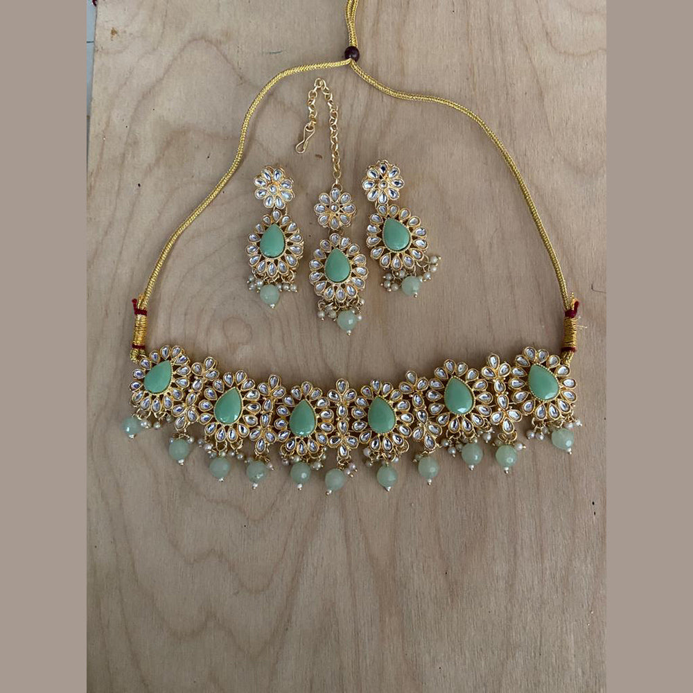 Sai Fashion Gold Plated Kundan Stone Necklace Set