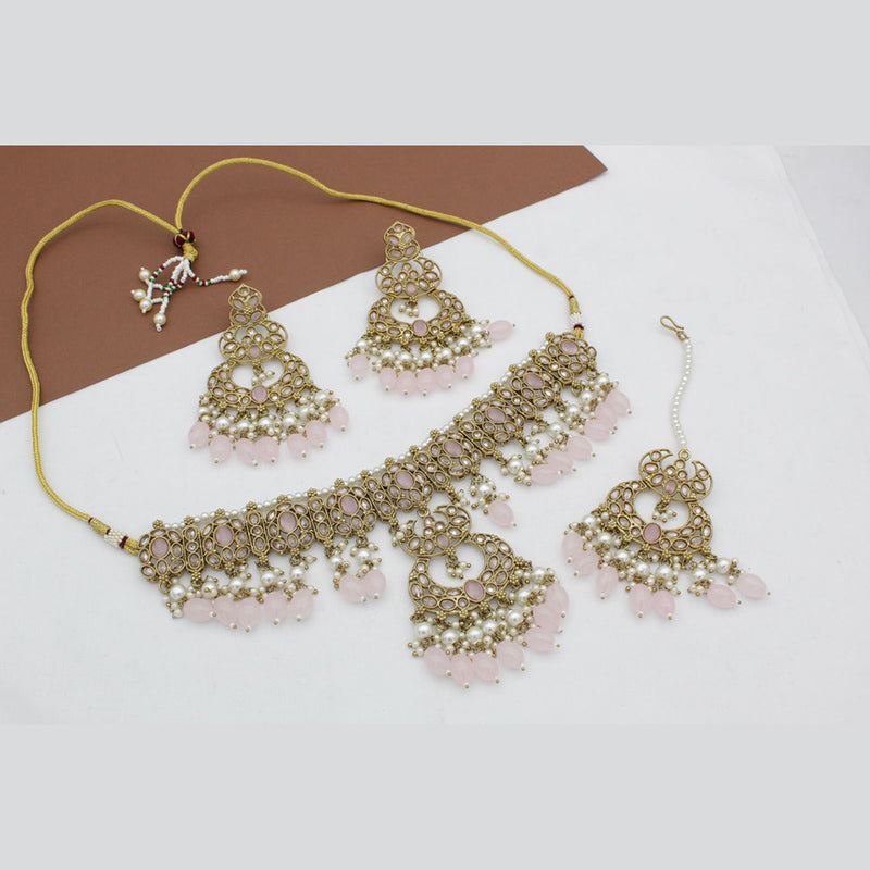 Sai Fashion Gold Plated Crystal Stone Necklace Set