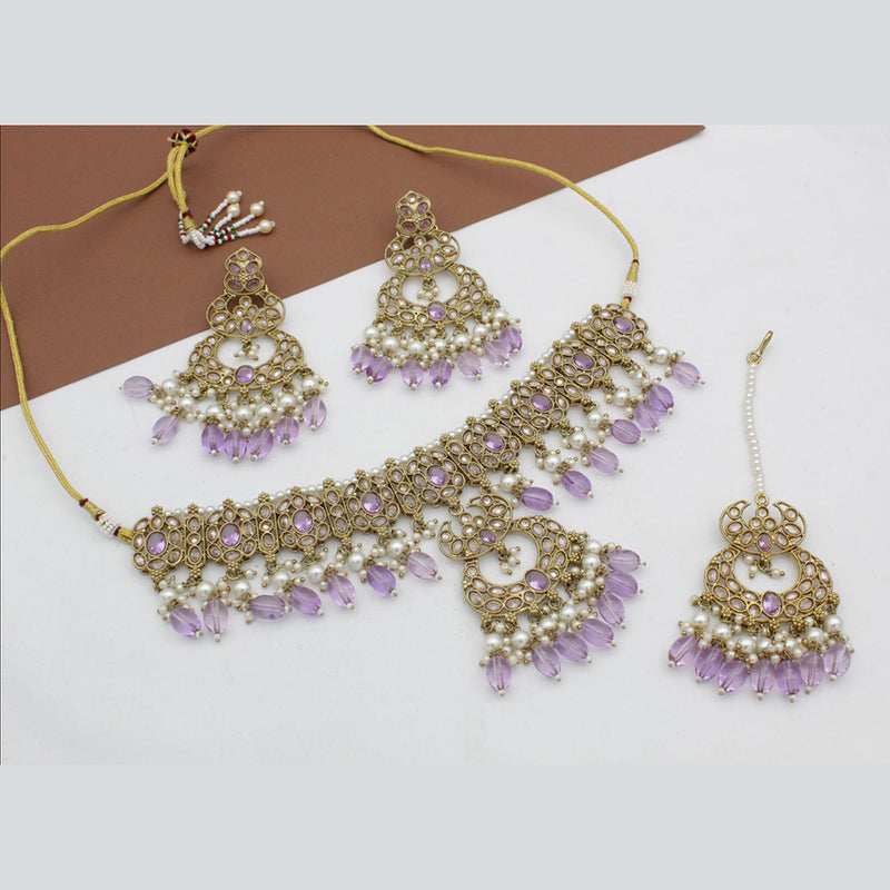 Sai Fashion Gold Plated Crystal Stone Necklace Set