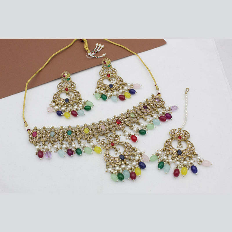 Sai Fashion Gold Plated Crystal Stone Necklace Set