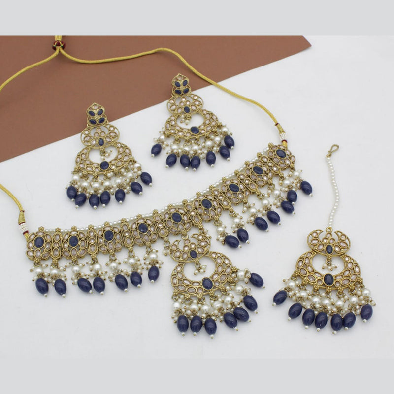 Sai Fashion Gold Plated Crystal Stone Necklace Set