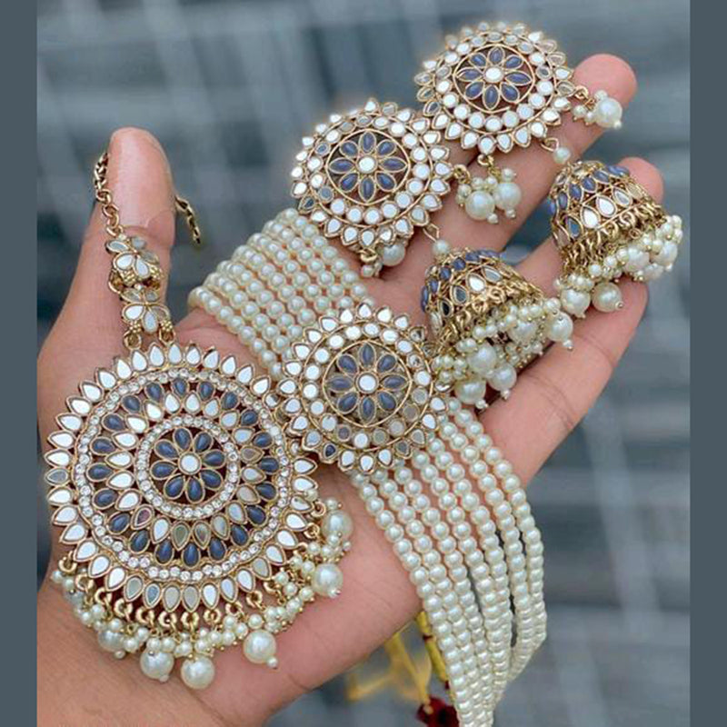 Sai Fashion Gold Plated Mirror Choker Necklace Set