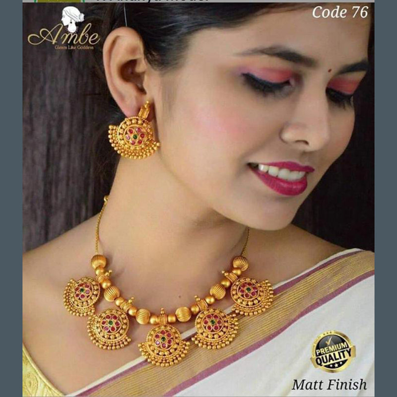 Sai Fashion Gold Plated Pota Stone Necklace Set