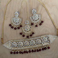 Sai Fashion Gold Plated Kundan Stone Necklace Set