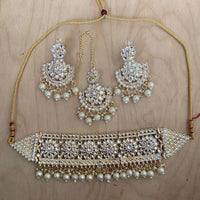 Sai Fashion Gold Plated Kundan Stone Necklace Set