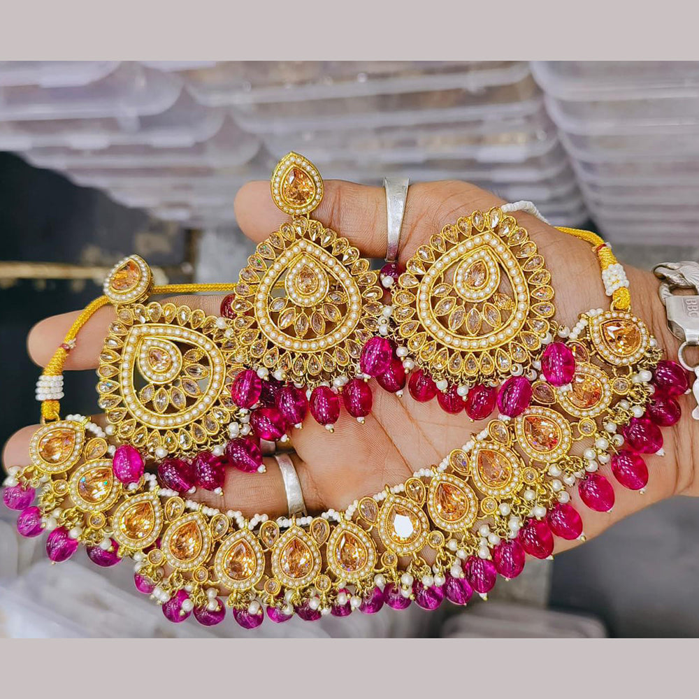 Sai Fashion Gold Plated Crystal Stone Necklace Set