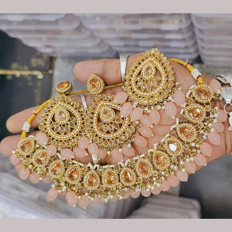 Sai Fashion Gold Plated Crystal Stone Necklace Set