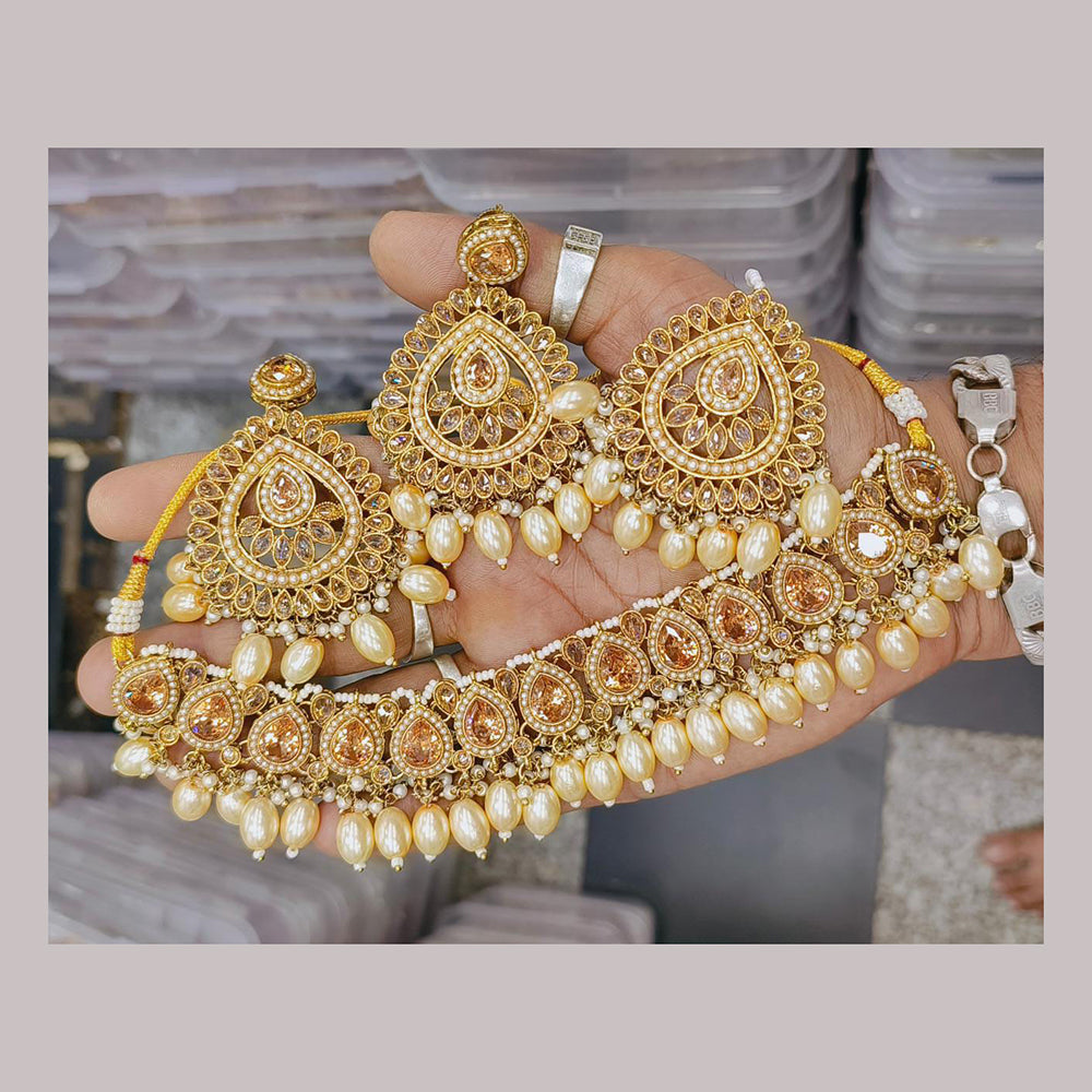 Sai Fashion Gold Plated Crystal Stone Necklace Set