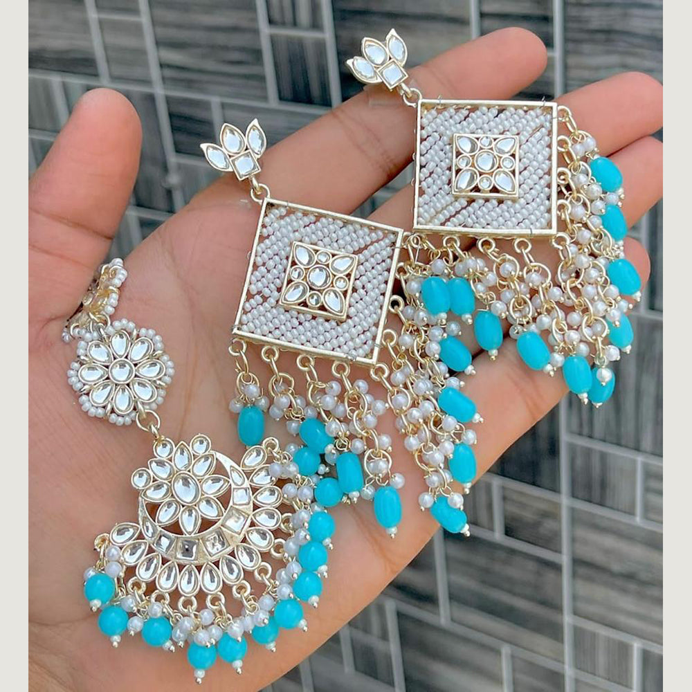 Sai Fashion Gold Plated Dangler Earrings With Maangtikka