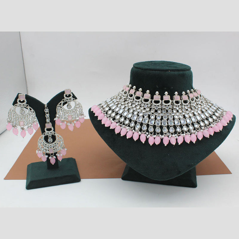 Sai Fashion Silver Plated Crystal Stone Necklace Set