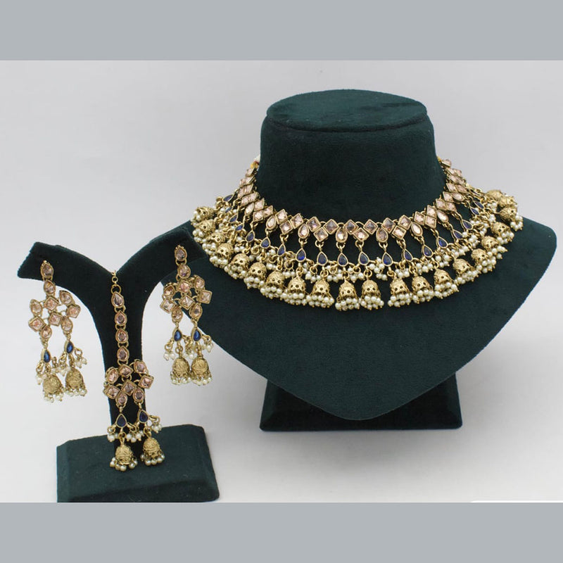 Sai Fashion Gold Plated Crystal Stone Necklace Set