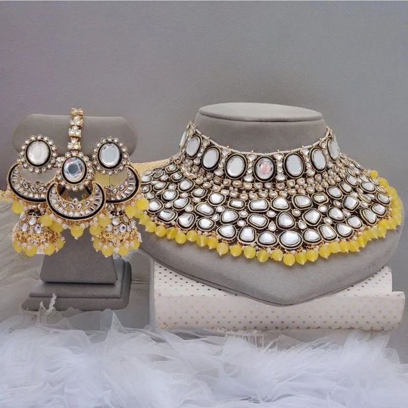 Sai Fashion Gold Plated Kundan Stone Necklace Set