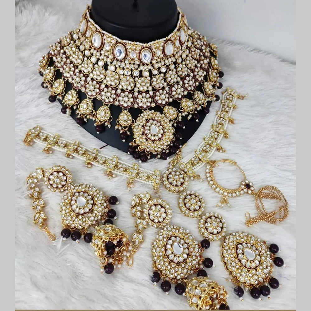 Sai Fashion Gold Plated Kundan & Beads Bridal Set