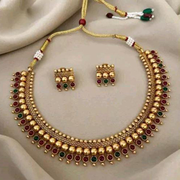 Sai Fashion Gold Plated Pota Stone Necklace Set