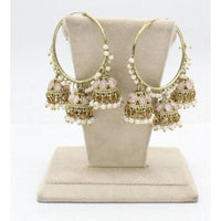 Sai Fashion Gold Plated Pota Stone And Pearl Jhumki Earrings