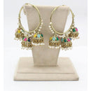 Sai Fashion Gold Plated Pota Stone And Pearl Jhumki Earrings