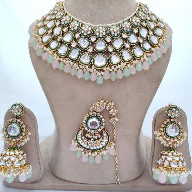 Sai Fashion Gold Plated Kundan And Pearl Necklace Set