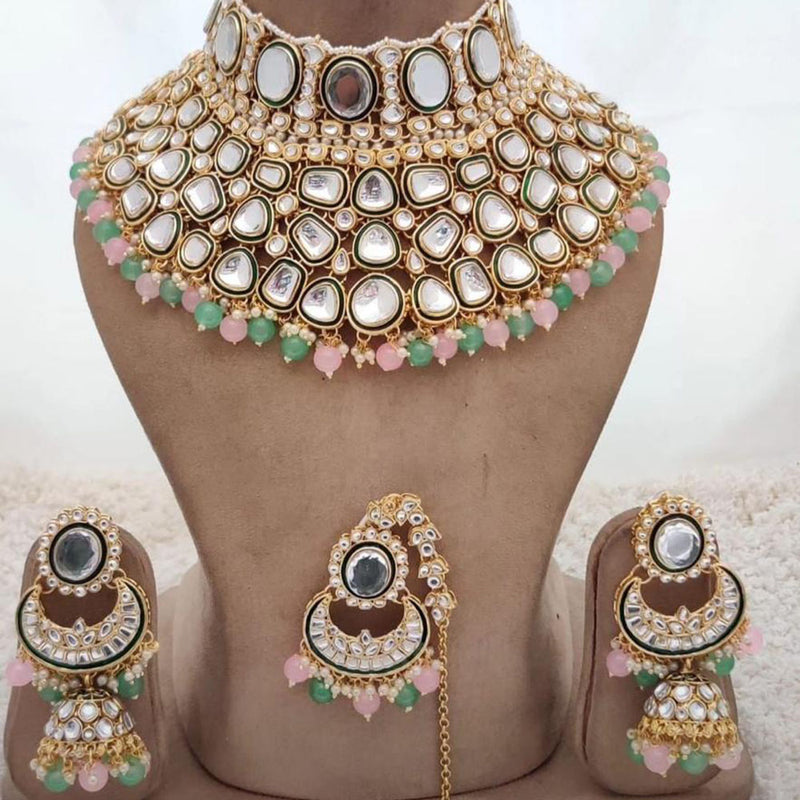 Sai Fashion Gold Plated Kundan And Beads Necklace Set