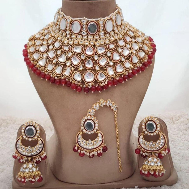 Sai Fashion Gold Plated Kundan And Beads Necklace Set