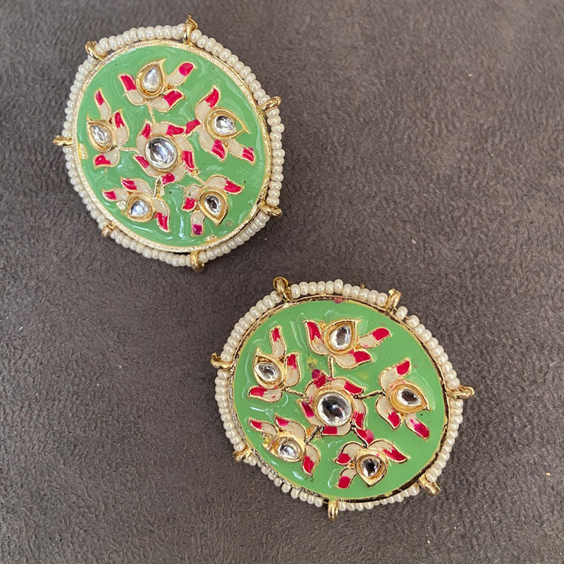 Sai Fashion Gold Plated Meenakari Studs Earrings