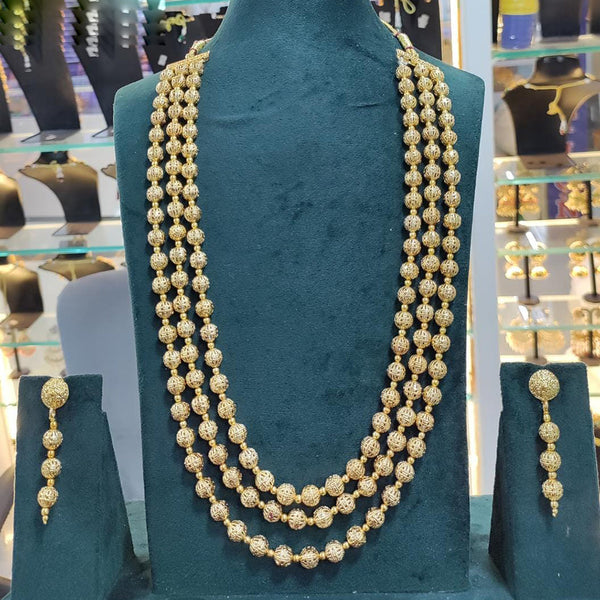 Sai Fashion Gold Plated Multi Layer Long Necklace Set
