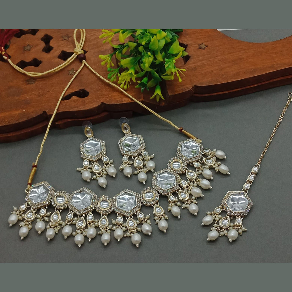 Sai Fashion Gold Plated Crystal Stone Choker Necklace Set