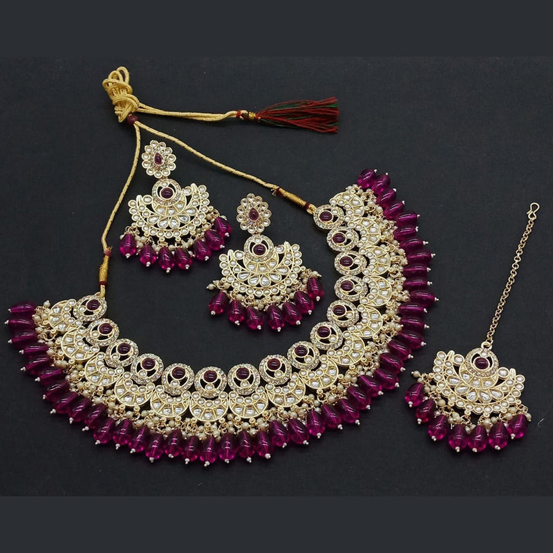 Sai Fashion Gold Plated Kundan And Pearl Necklace Set