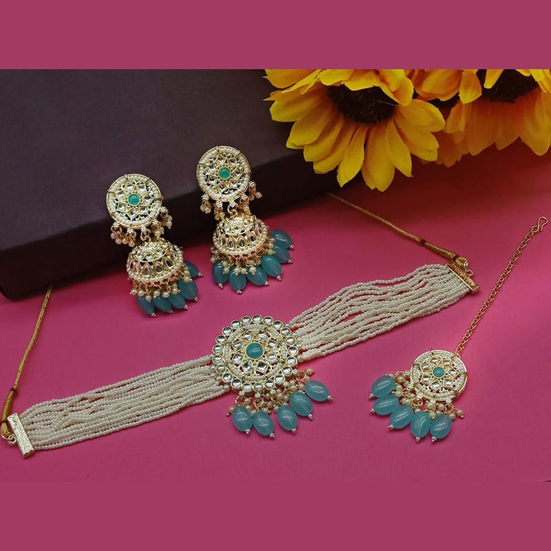 Sai Fashion Gold Plated Kundan And Pearl Choker Necklace Set
