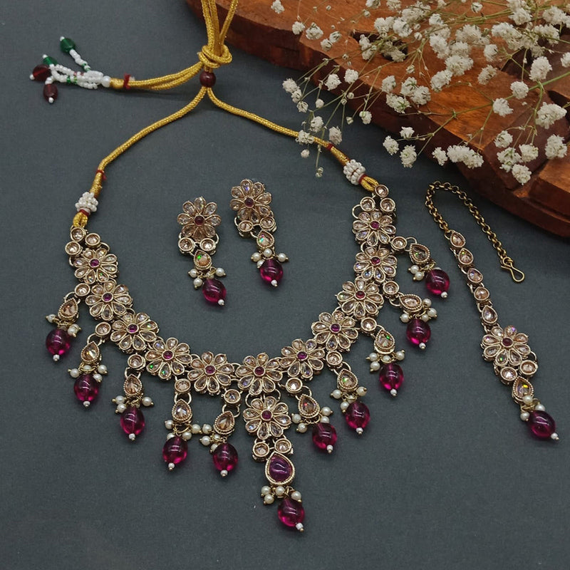 Sai Fashion Gold Plated Crystal Stone Necklace Set