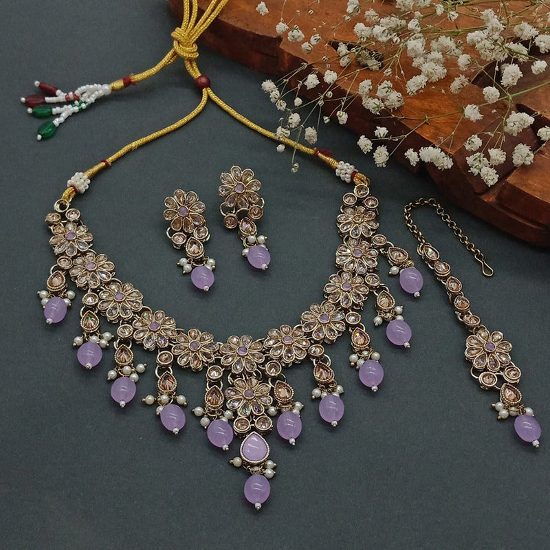 Sai Fashion Gold Plated Crystal Stone Necklace Set