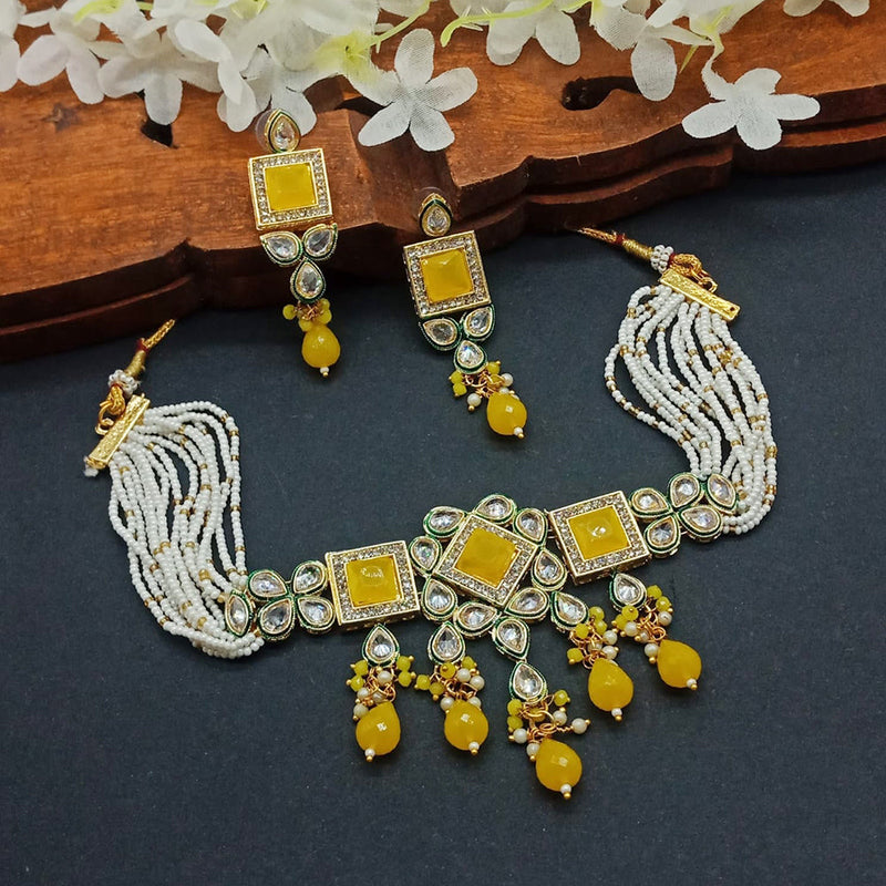 Sai Fashion Gold Plated Crystal Stone Choker Necklace Set