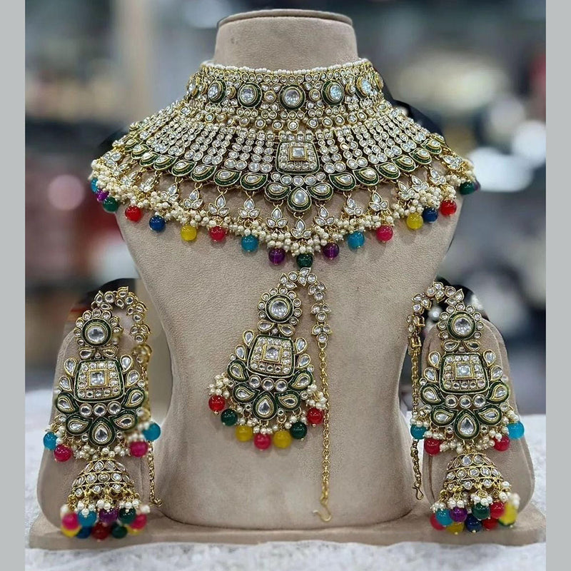 Sai Fashion Gold Plated Kundan Pearl And Beads Necklace Set