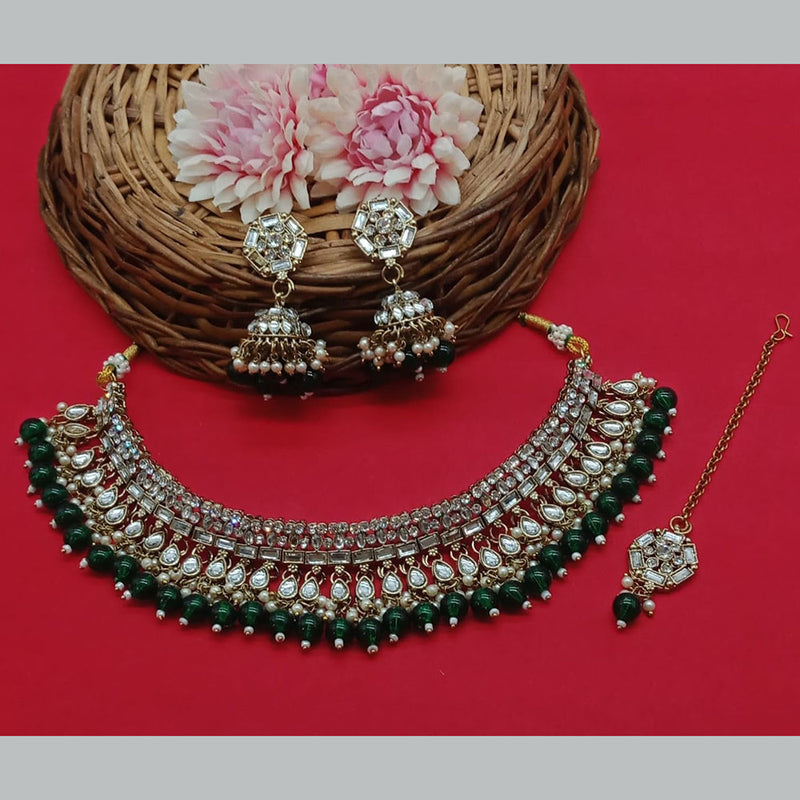 Sai Fashion Gold Plated Kundan And Beads Necklace Set