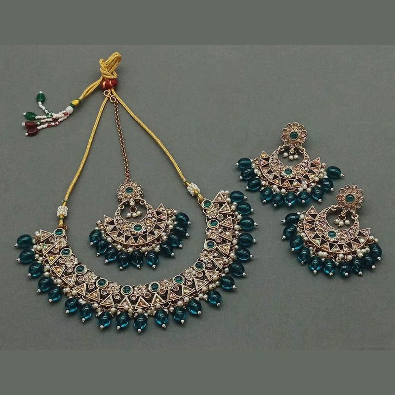 Sai Fashion Gold Plated Kundan And Beads Necklace Set