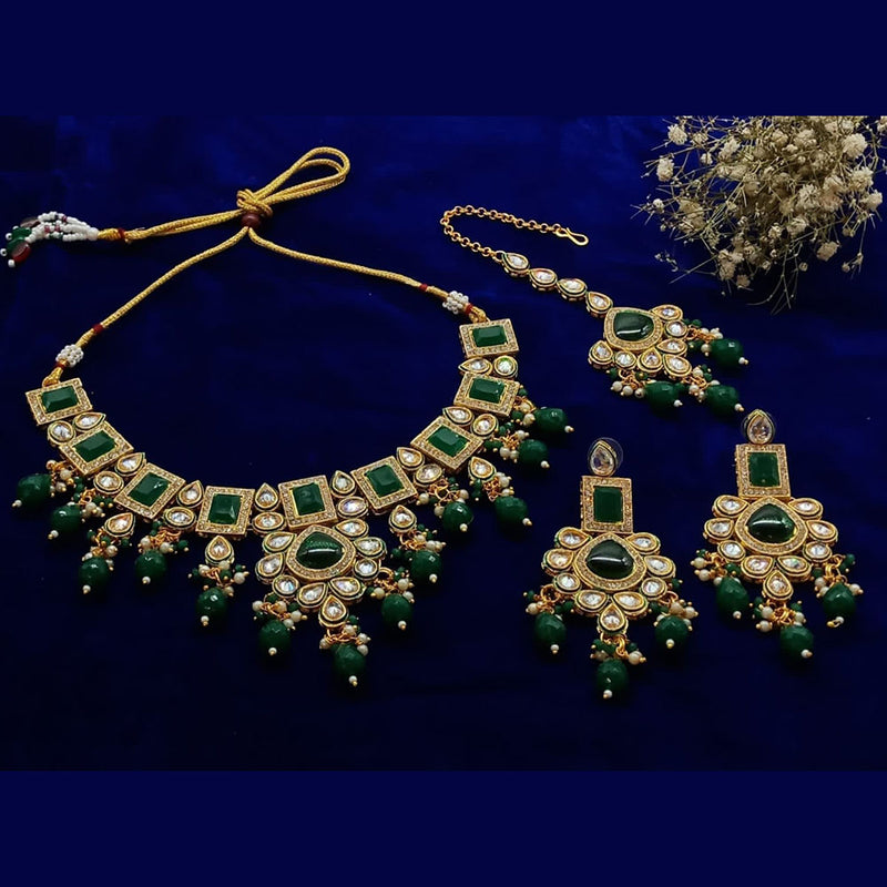 Sai Fashion Gold Plated Crystal Stone And Beads Necklace Set