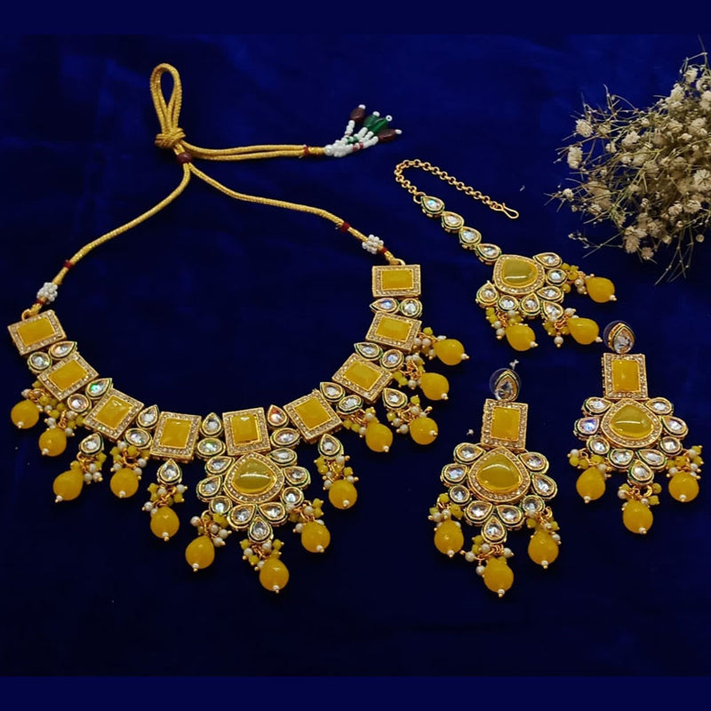 Sai Fashion Gold Plated Crystal Stone And Beads Necklace Set