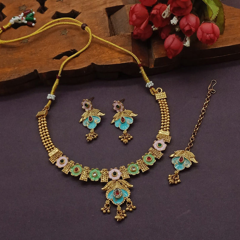 Sai Fashion Gold Plated Pota Stone Necklace Set