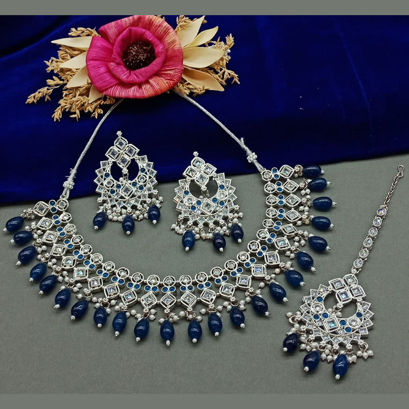 Sai Fashion Silver Plated Crystal Stone Necklace Set